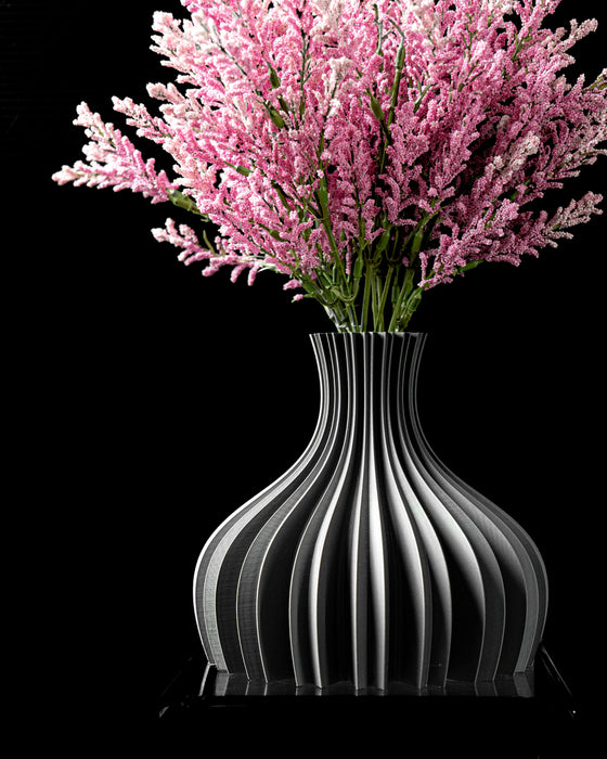 Dove fluted vase styled with flowers