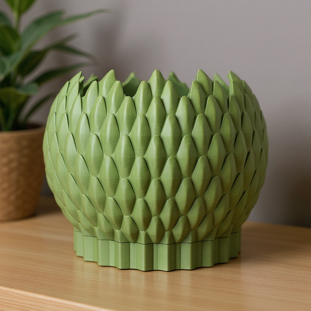 Dragon Scale scale texture indoor planter, product view 2