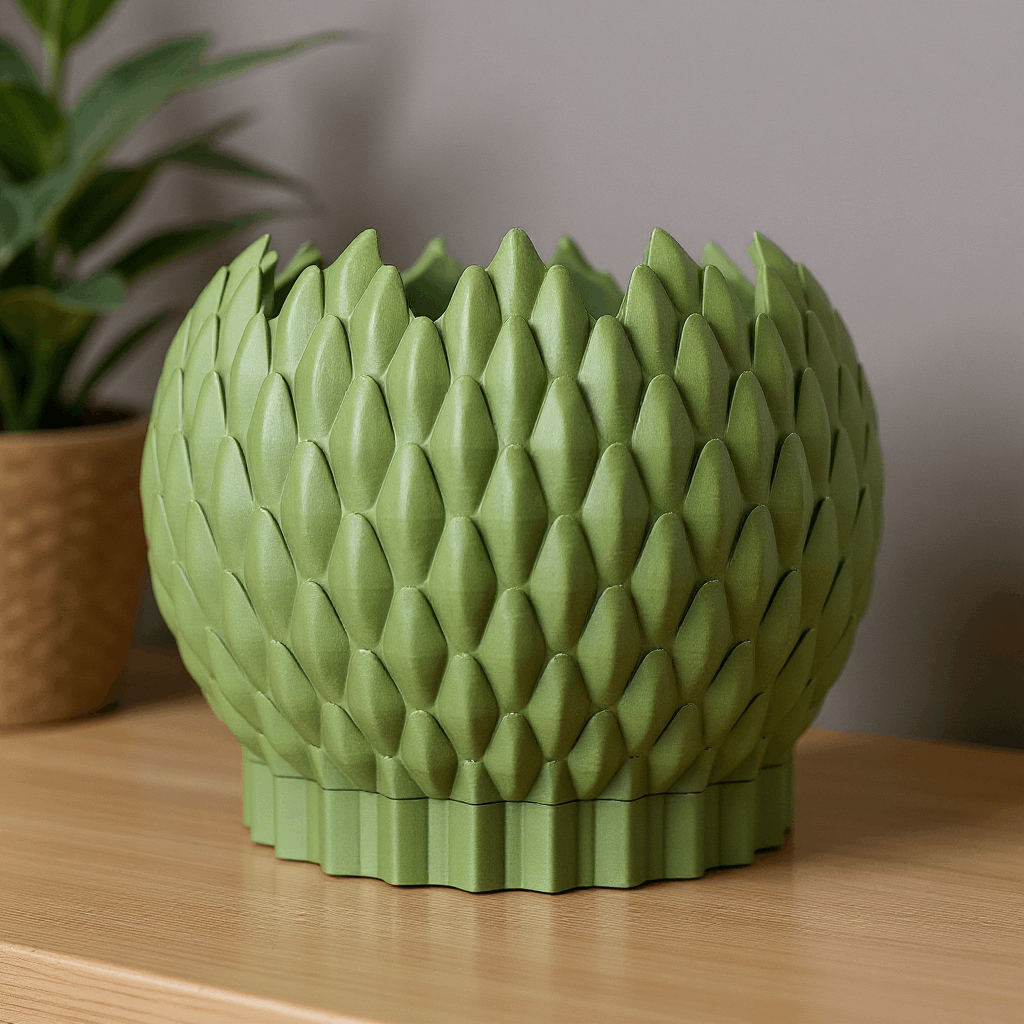 Dragon Scale scale texture indoor planter, product view 2
