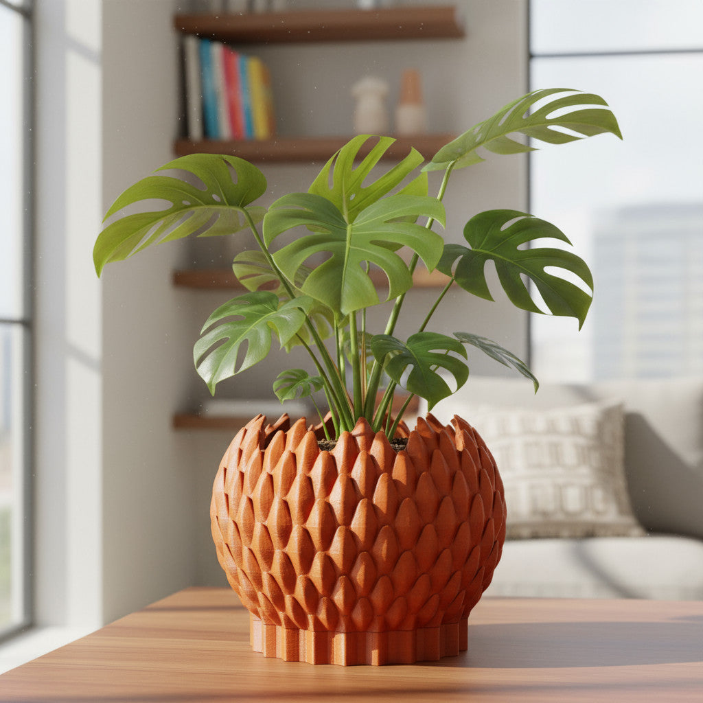 Dragon Scale scale texture indoor planter, product view 1