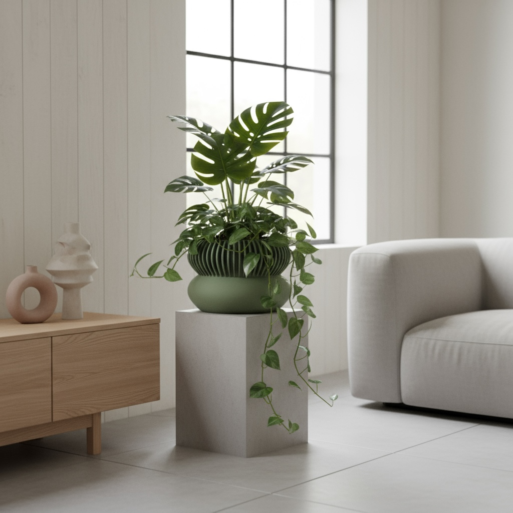 Elomi ribbed indoor planter, product view 10
