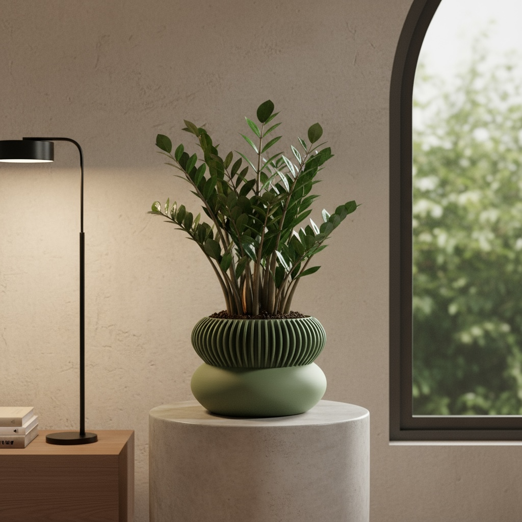 Elomi ribbed indoor planter, product view 11