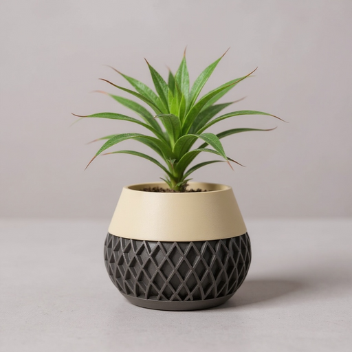 3D printed geometric planter, modern textured pot, designer plant pot – “Elson”