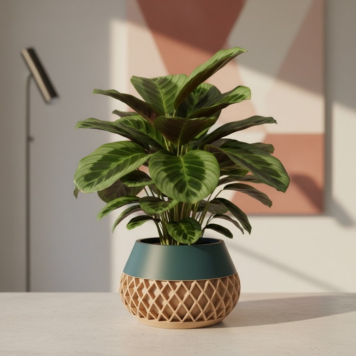 3D printed geometric planter, modern textured pot, designer plant pot – “Elson”