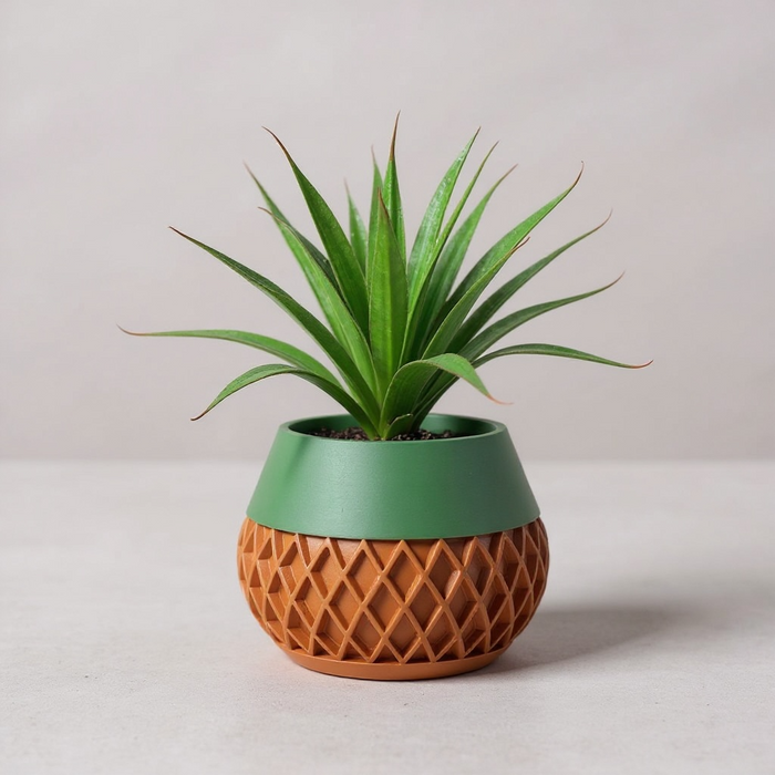 3D printed geometric planter, modern textured pot, designer plant pot – “Elson”