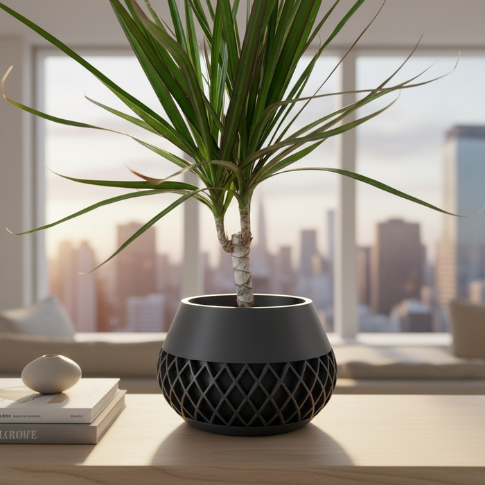 3D printed geometric planter, modern textured pot, designer plant pot – “Elson”