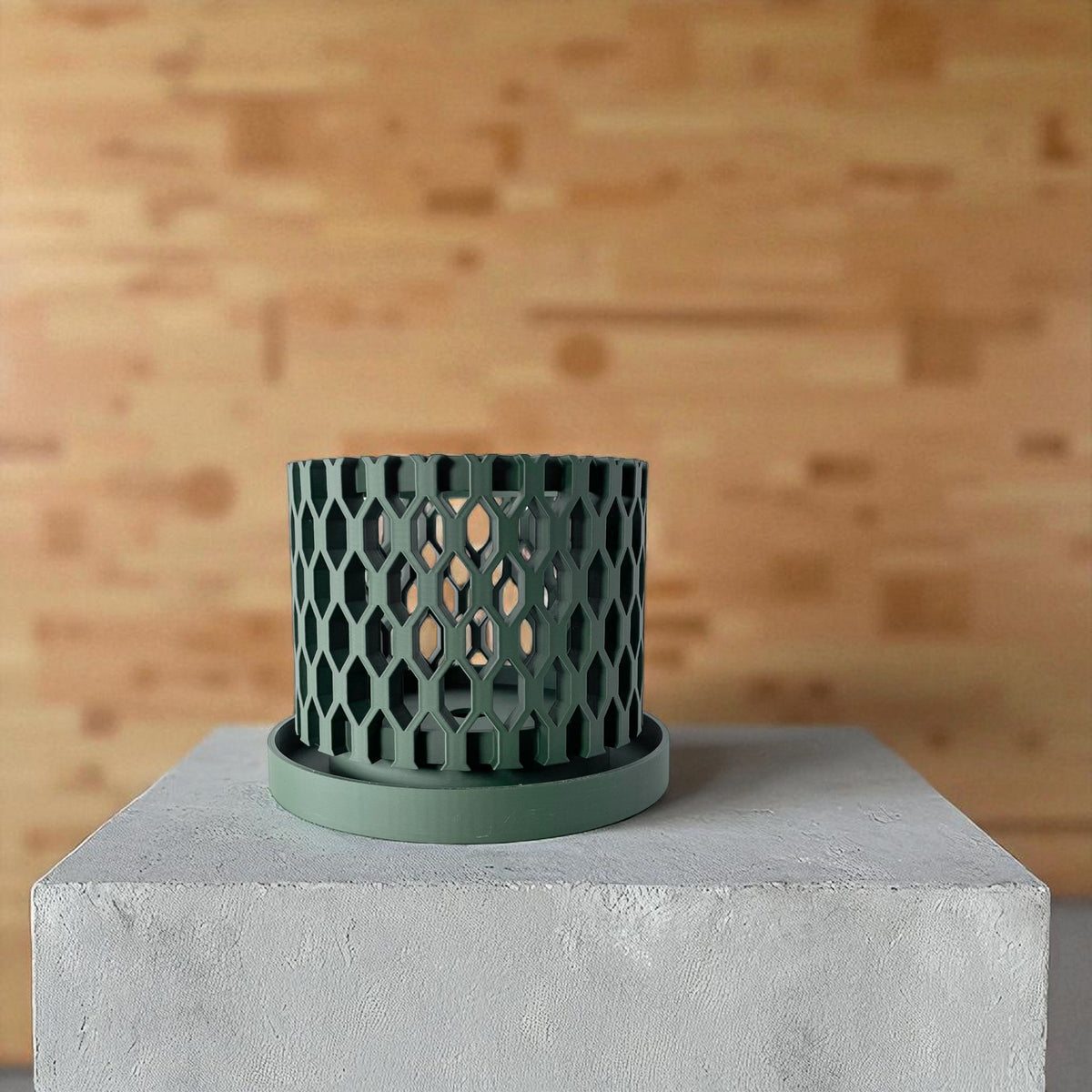 Erna geometric openwork ventilated orchid pot, side view