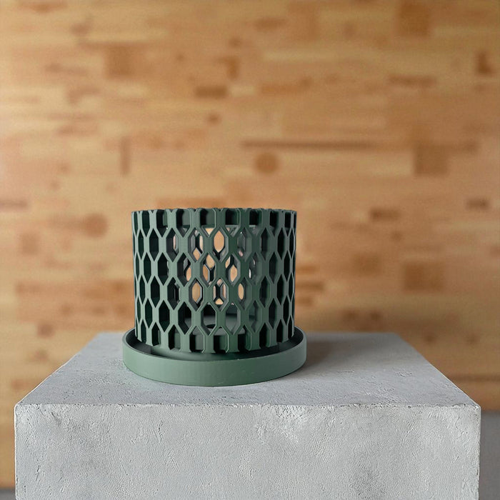 Hexagon Orchid Pot "Erna" • 3D Printed Honeycomb Planter with Drainage Saucer
