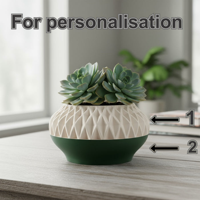 3D printed geometric planter, modern decorative pot, textured plant pot for succulents – “Ersos”