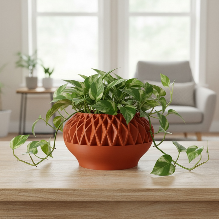 3D printed geometric planter, modern decorative pot, textured plant pot for succulents – “Ersos”