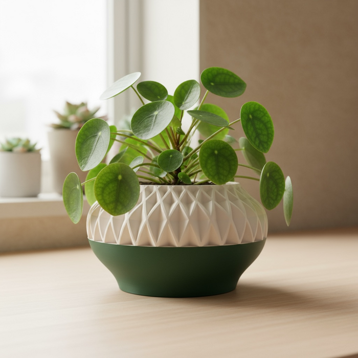 3D printed geometric planter, modern decorative pot, textured plant pot for succulents – “Ersos”
