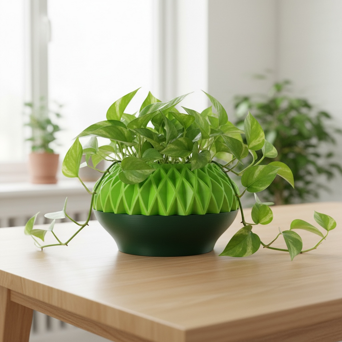 3D printed geometric planter, modern decorative pot, textured plant pot for succulents – “Ersos”