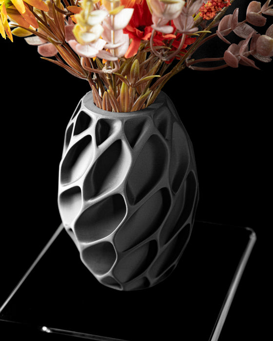 Exo textured vase styled with dried flowers