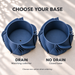 Fano base options compared: drainage opening with matching collector, or a closed base without drainage.