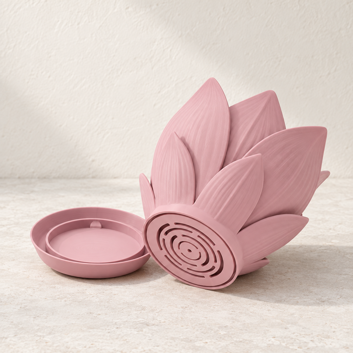 Florenn sculptural planter with distinctive layered petal form around the planting opening