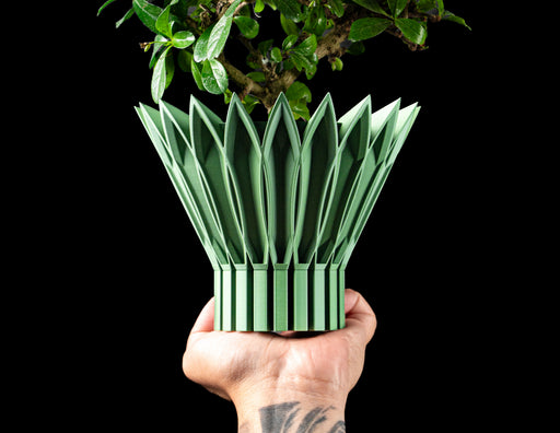 Florix sculptural petal planter with tall pointed leaf-like fins