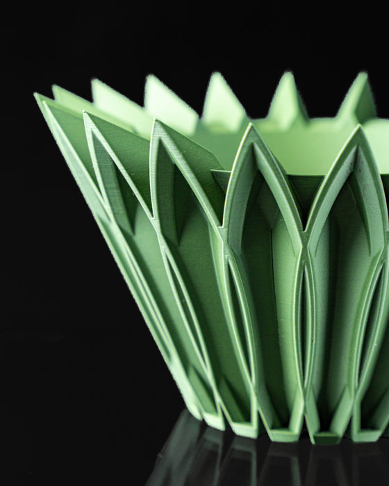 Close detail of Florix planter leaf-like outer ribs