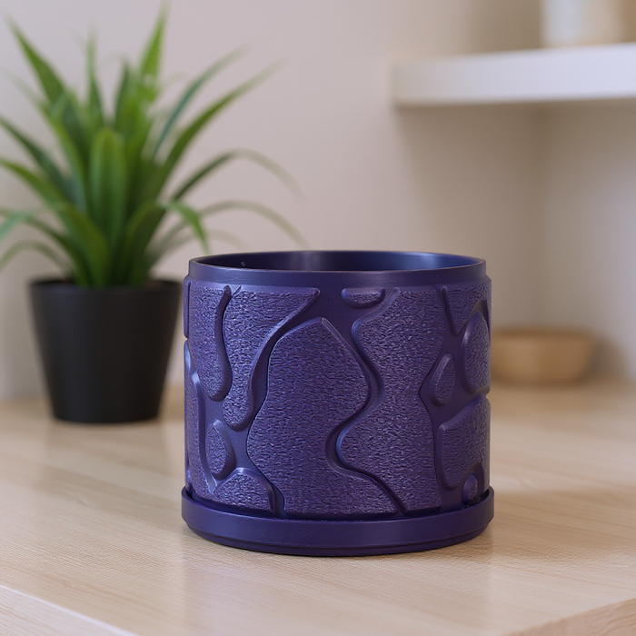 Flow 3D Printed Planter Pot with Saucer – Unique Decorative Plant Pot for Succulents and Houseplants