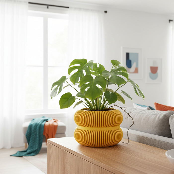 Modern 3D Printed Planter Pot "Fulix" | Textured Large Plant Pot with Drainage Option | Multicolor or Single Color