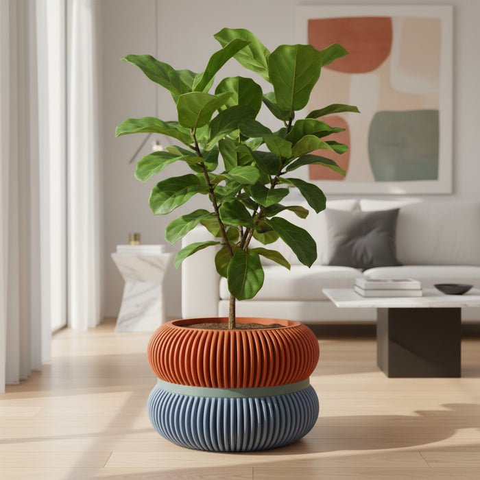 Modern 3D Printed Planter Pot "Fulix" | Textured Large Plant Pot with Drainage Option | Multicolor or Single Color