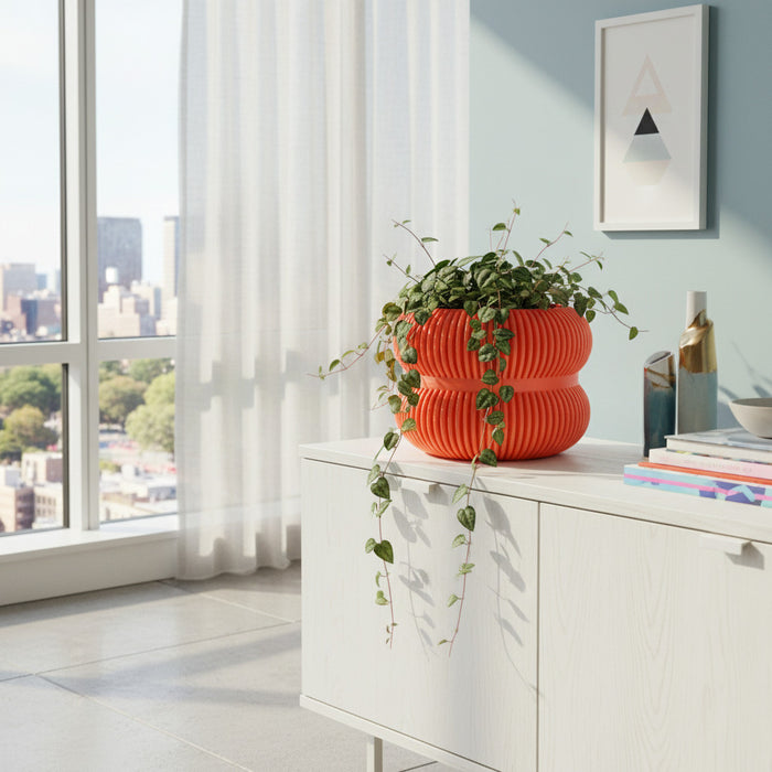 Modern 3D Printed Planter Pot "Fulix" | Textured Large Plant Pot with Drainage Option | Multicolor or Single Color