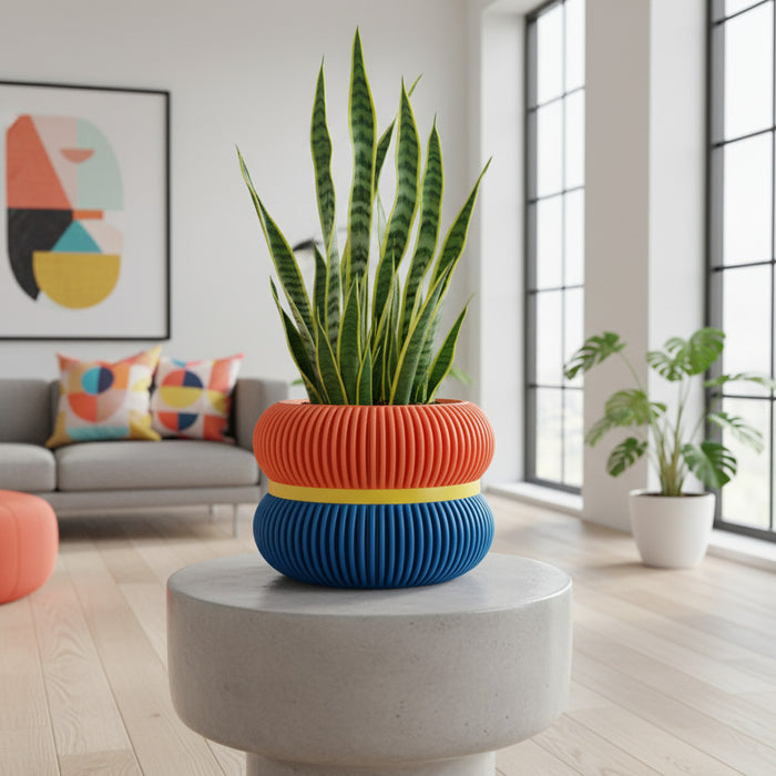 Modern 3D Printed Planter Pot "Fulix" | Textured Large Plant Pot with Drainage Option | Multicolor or Single Color