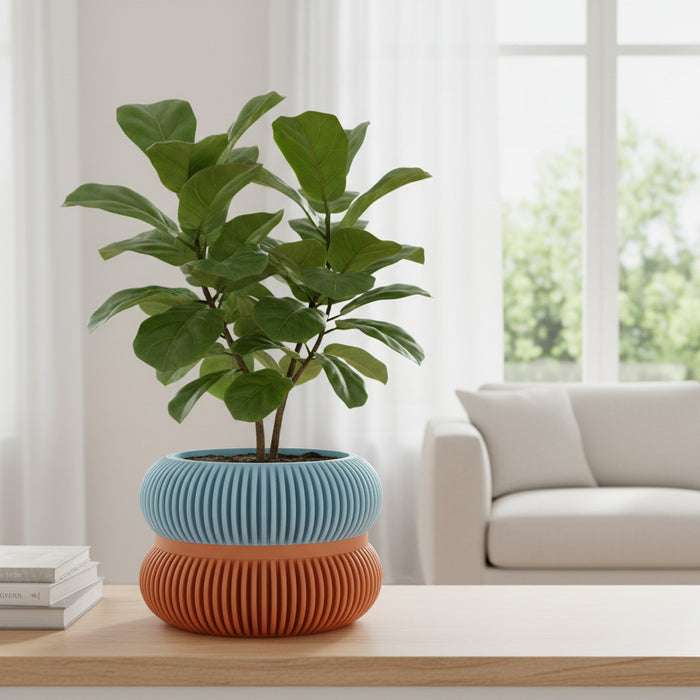 Modern 3D Printed Planter Pot "Fulix" | Textured Large Plant Pot with Drainage Option | Multicolor or Single Color