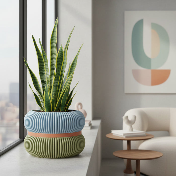 Modern 3D Printed Planter Pot "Fulix" | Textured Large Plant Pot with Drainage Option | Multicolor or Single Color