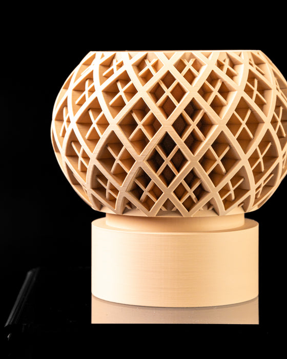 Halo open lattice round planter pot, front view
