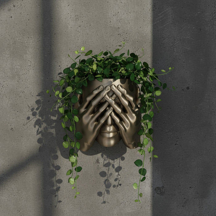 Hidden Face Head Planter Sculpture – 3D Printed Face Wall Planter, Artistic Bust Flower Pot for Unique Home Decor