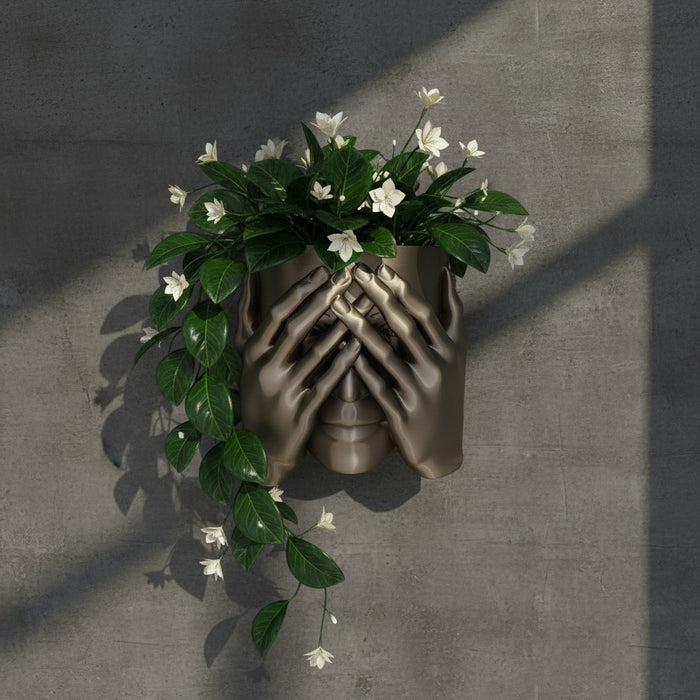 Hidden Face Head Planter Sculpture – 3D Printed Face Wall Planter, Artistic Bust Flower Pot for Unique Home Decor