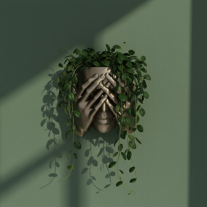 Hidden Face Head Planter Sculpture – 3D Printed Face Wall Planter, Artistic Bust Flower Pot for Unique Home Decor