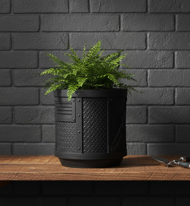 Unique Industrial Planter — 3D Printed Plant Pot with Textured Metal Design, Modern Succulent Pots, Personalized Gift Idea