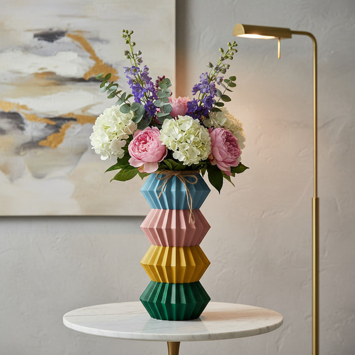 3D Printed Vase “Jun” – Modern Geometric Vase, Multicolor, Designer Home Decor, Personalized