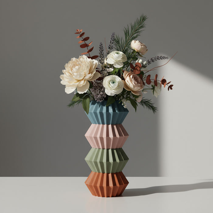 3D Printed Vase “Jun” – Modern Geometric Vase, Multicolor, Designer Home Decor, Personalized