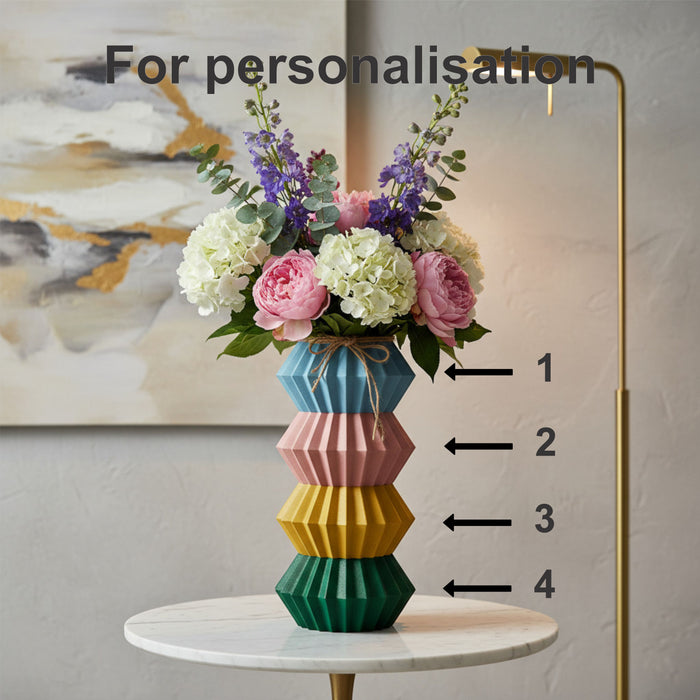 3D Printed Vase “Jun” – Modern Geometric Vase, Multicolor, Designer Home Decor, Personalized