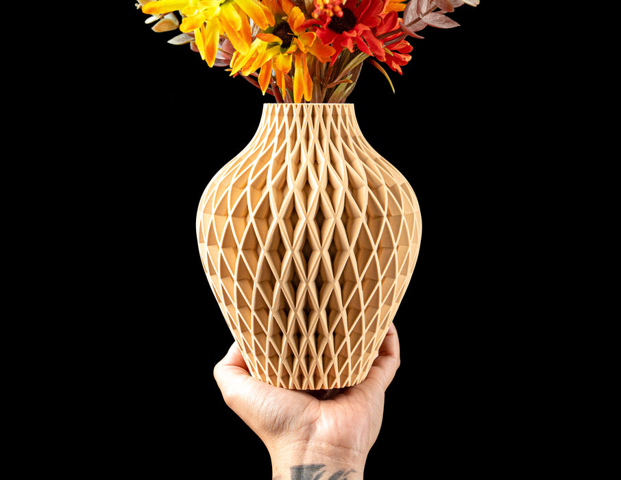 Ketra textured vase with raised diamond ribs and rounded body