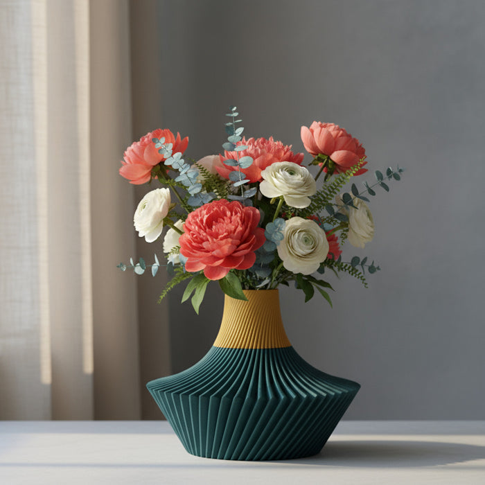 Custom 3D Printed Vase “Kitan Short” – Choose Two Colors, Modern Geometric Decor