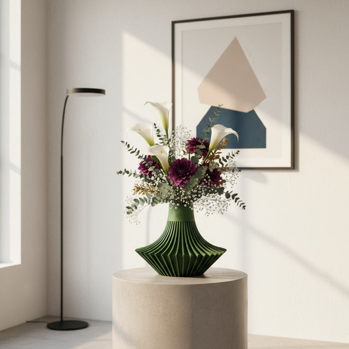 Custom 3D Printed Vase “Kitan Short” – Choose Two Colors, Modern Geometric Decor