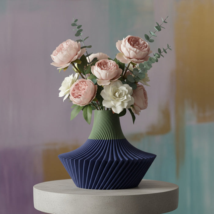 Custom 3D Printed Vase “Kitan Short” – Choose Two Colors, Modern Geometric Decor