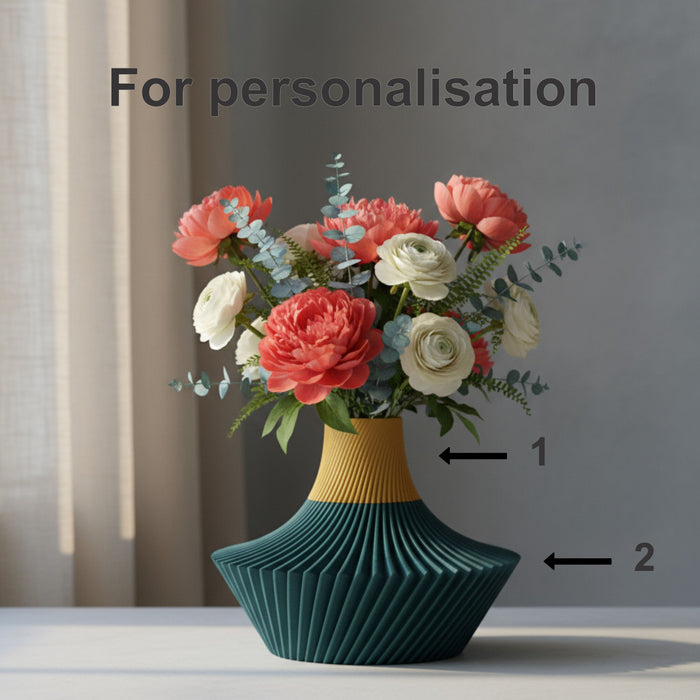 Custom 3D Printed Vase “Kitan Short” – Choose Two Colors, Modern Geometric Decor