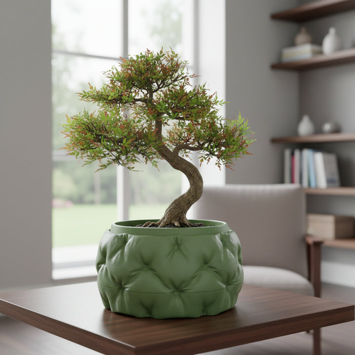 Modern Bonsai Planter “Kivu” with Sculpted Padded Texture