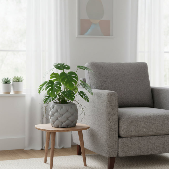 3D Printed Textured Plant Pot "Kivu" with Drainage