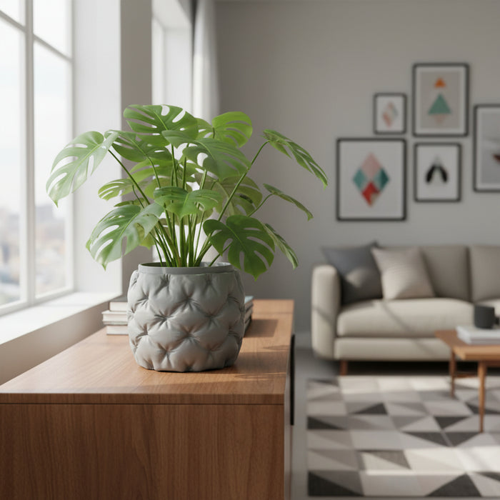 3D Printed Textured Plant Pot "Kivu" with Drainage
