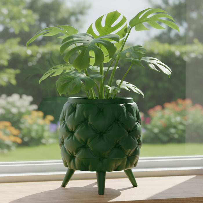 Sculptural Planter with Legs "Kivu" | Textured 3D Printed Modern Plant Pot
