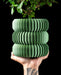 Koro ribbed low-profile indoor planter with plant