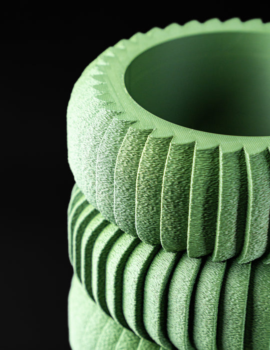 Koro LUX planter close-up showing deep vertical fluting
