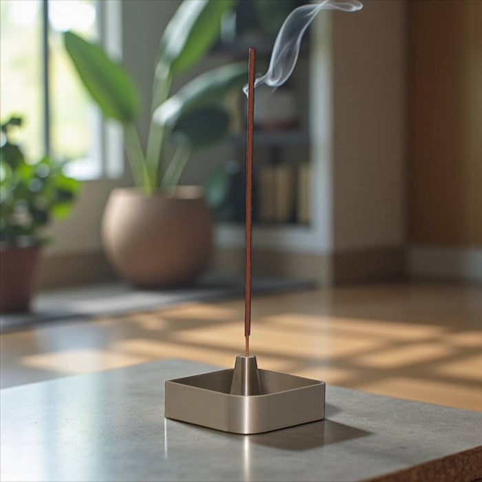 Square Incense Holder "Kubo" – Vertical Ash Catcher Tray, 3D-Printed Stand for Sticks, Minimalist Desk Decor, Meditation & Relaxation Gift