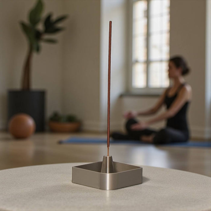 Square Incense Holder "Kubo" – Vertical Ash Catcher Tray, 3D-Printed Stand for Sticks, Minimalist Desk Decor, Meditation & Relaxation Gift