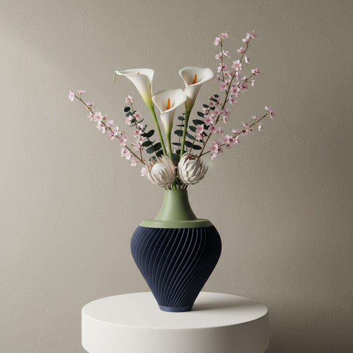 Custom 3D Printed Vase “Kumo” – Choose Two Colors, Elegant Twisted Design, Modern Minimalist Decor